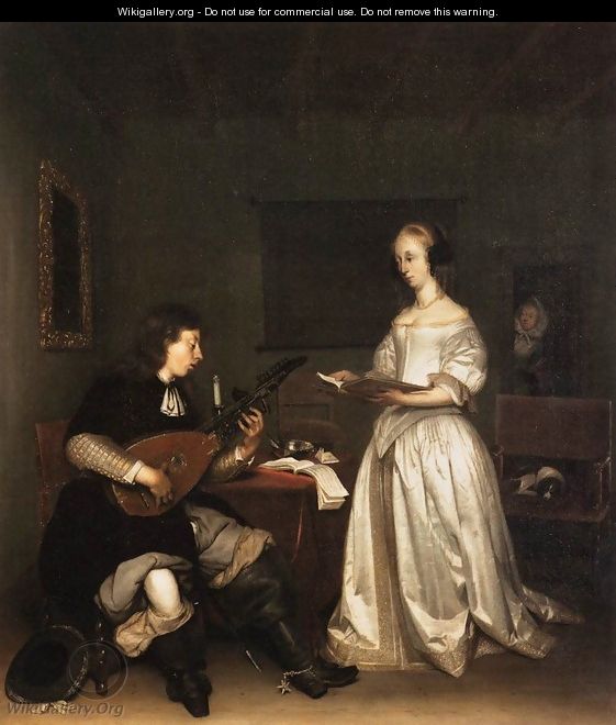The Duet Singer and Theorbo Player - Gerard Terborch