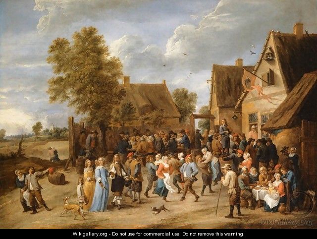 Village Revel with Aristocratic Couple - David The Younger Teniers