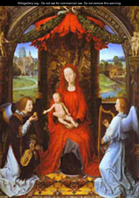 Madonna And Child With Two Angels - Hans Memling
