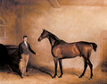 Mr C N Hoggs Claxton and a Groom in a Stable - John Jnr. Ferneley