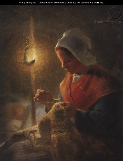 Woman Sewing By Lamplight 1870-1872 - Jean-Francois Millet