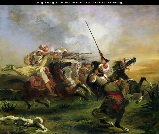 Moroccan horsemen in military action 1832 - Eugene Delacroix