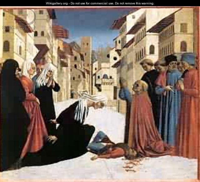 St Zenobius Performs A Miracle (Predella) 4 1445 - Domenico Di Michelino