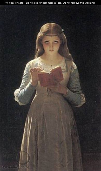Young Maiden Reading a Book - Pierre Auguste Cot