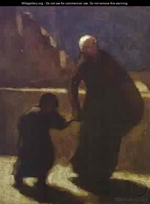 Woman And Child On A Bridge 1845-48 - Honoré Daumier