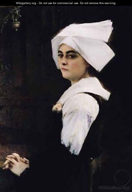 Portrait Of A Breton Girl - Pascal Adolphe Jean Dagnan-Bouveret