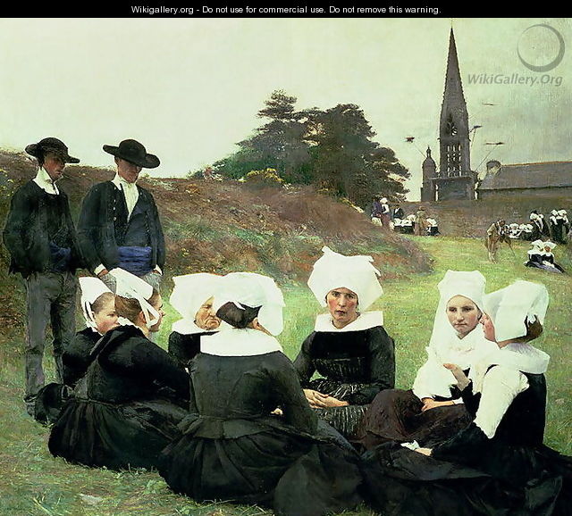 Breton Women Sitting at a Pardon - Pascal Adolphe Jean Dagnan-Bouveret