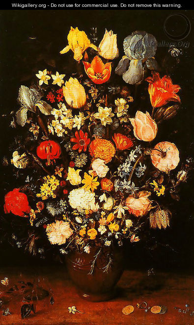Vase of Flowers with Irises - Jan The Elder Brueghel