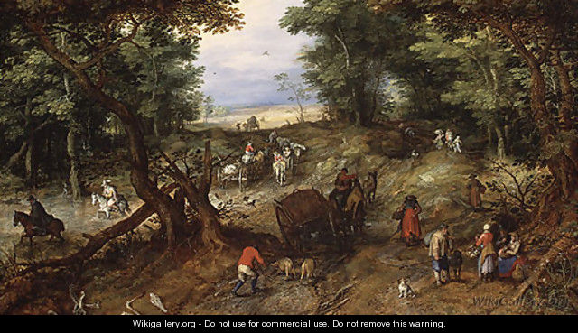 A Woodland Road with Travelers 1607 - Jan The Elder Brueghel