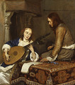 A Woman Playing the Theorbo Lute and a Cavalier ca 1658 - Gerard Ter Borch
