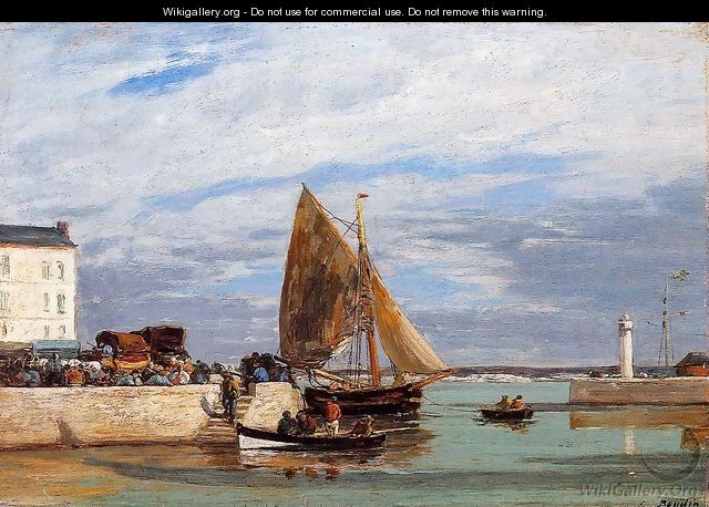Honfleur Three Master in Port2 1880-1885 - Eugène Boudin