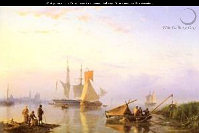Shipping In A Calm Amsterdam - Barend Cornelis Koekkoek