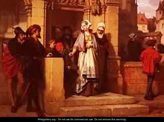 Koller Wilhelm Faust And Memphistopheles Waiting For Gretchen At The Cathedral Door - Joseph Arpad Koppay