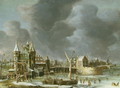 A View of the Regulierspoort Amsterdam in winter - Jan Abrahamsz. Beerstraten
