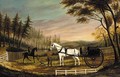 A gentleman with a horse and gig in a landscape - American School