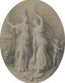 An allegory of Peace setting fire to a military trophy, with an allegory of Justice and a putto - Andrea, the Elder Appiani
