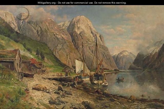 Fisherfolk in a fjord in summer - Anders Monsen Askevold