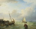 Shipping in stormy water - Andreas Schelfhout