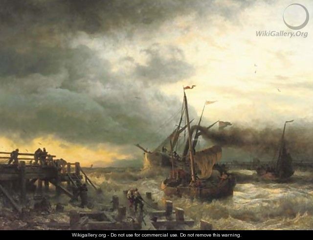 The departure of the steamship - Andreas Achenbach