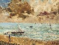 Sailing vessels off the seashore - Alfred Stevens