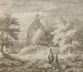 Travellers on a path by a church - Allaert van Everdingen