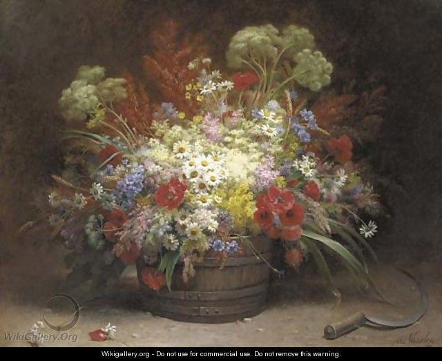 A bouquet of field flowers in a pail - Alice Vasselon