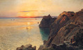 A Coastal Landscape With A Castle At Sunset, Trieste - Anton Hlavacek