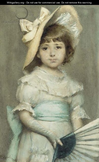 Portrait of a young girl with a fan - Alfred Edward Emslie