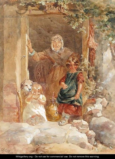 Figures before an Irish post office - Alfred Downing Fripp