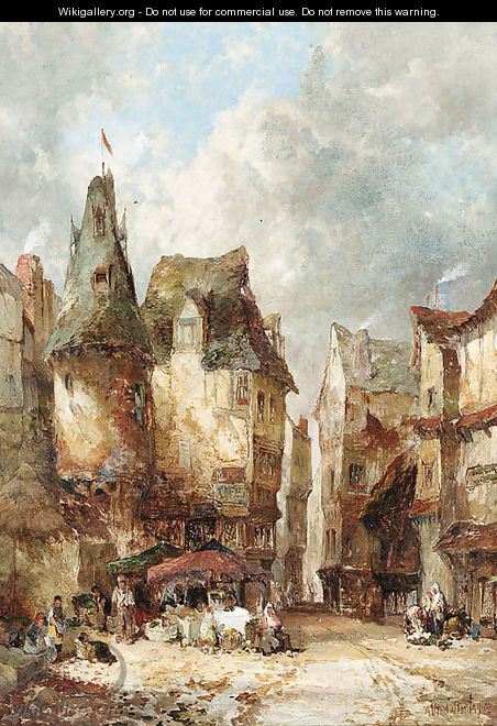 A market scene - Alfred Montague