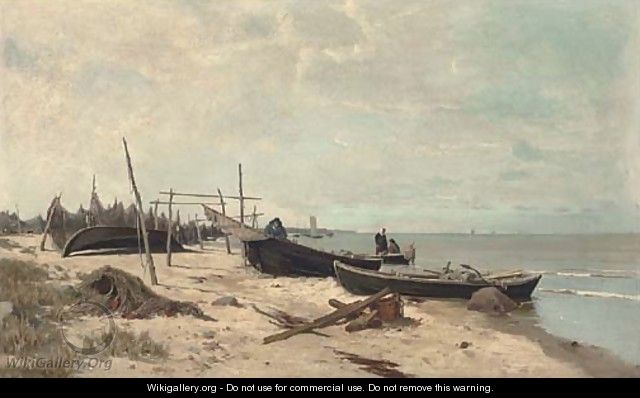 Fisherfolk on the shore - Alexander Georg Schlater
