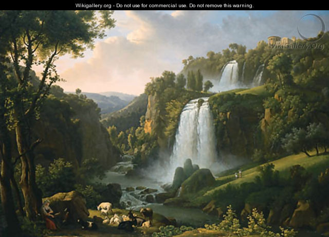 Landscape with waterfall - Alexandre-Hyacinthe Dunouy