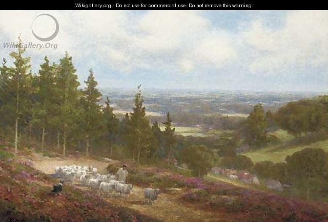 A shepherd with his flock at Shere, near Dorking - Alexander Young