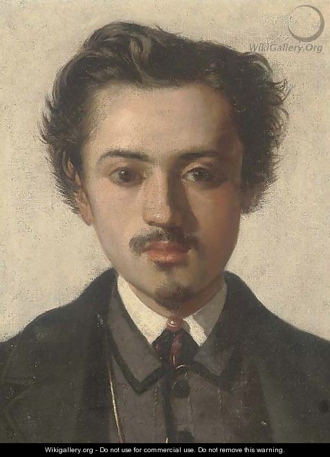 Portrait of Francesco Coppola Castaldo, bust-length, in a black coat and white collar - Alfonso Simonetti
