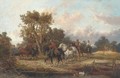Horsemen by a stream - Alexis de Leeuw