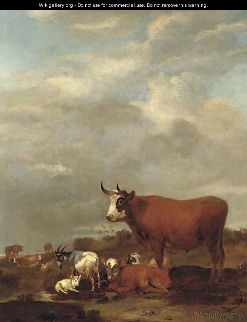 A landscape with cows and goats - Albert-Jansz. Klomp