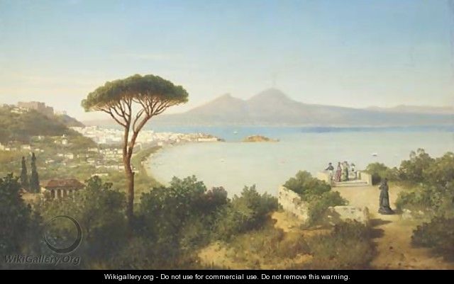 Elegant ladies overlooking the bay of Naples, Italy - August Albert Zimmermann