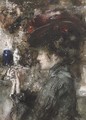 An elegant lady wearing a red hat - Albert Roelofs