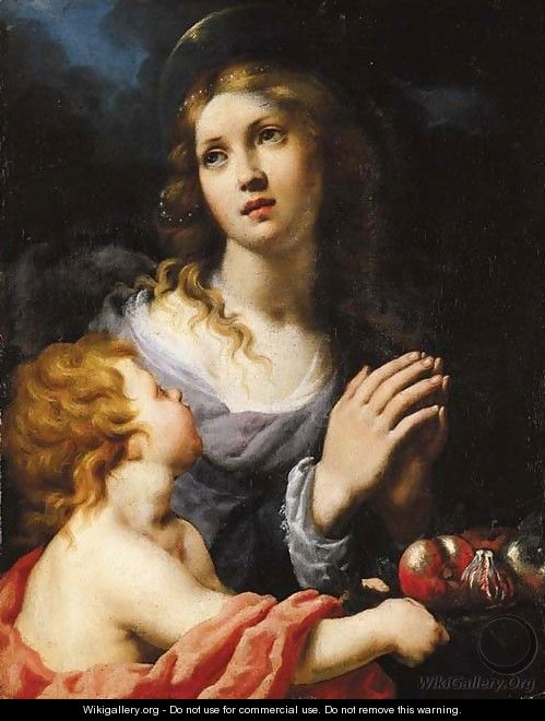 A Female Saint with a putto - Alessandro Rosi