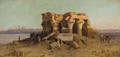 Caravan nearing a desert ruin - Alessandro la Volpe