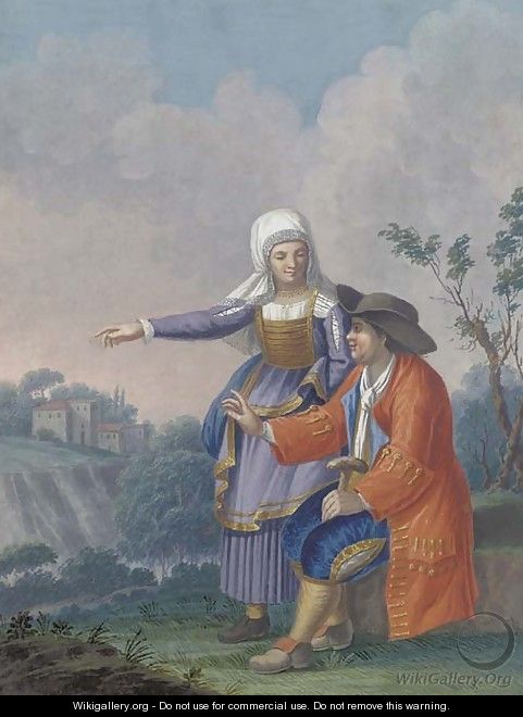 A gentleman and his wife in a landscape - Alessandro D