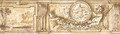 A study for a frieze decorated with a landscape and young satyrs holding a garland and supporting a medallion depicting Diana - Agostino Tassi