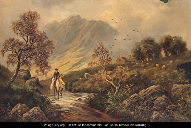 A Scotsman Returning Home In A Highland Landscape - Albert Dunnington