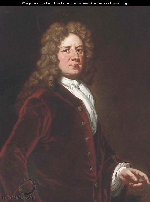 Portrait of Thomas, 1st Marquis of Wharton (1648-1723), three-quarter- length, in a red velvet coat and white shirt - Sir Godfrey Kneller