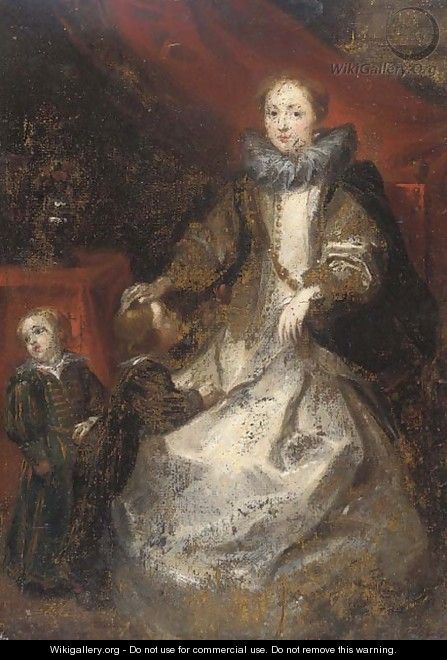Portrait of La Marchesa Caterina Durazzo and her two sons - Sir Anthony Van Dyck