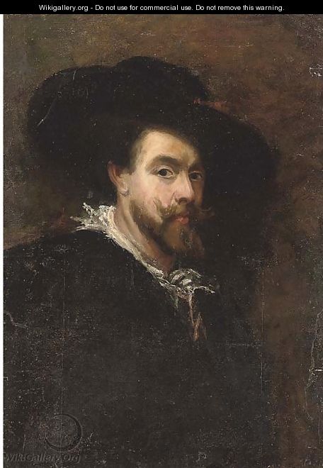 Portrait of the artist, half-length, wearing a black hat - (after) Sir Peter Paul Rubens