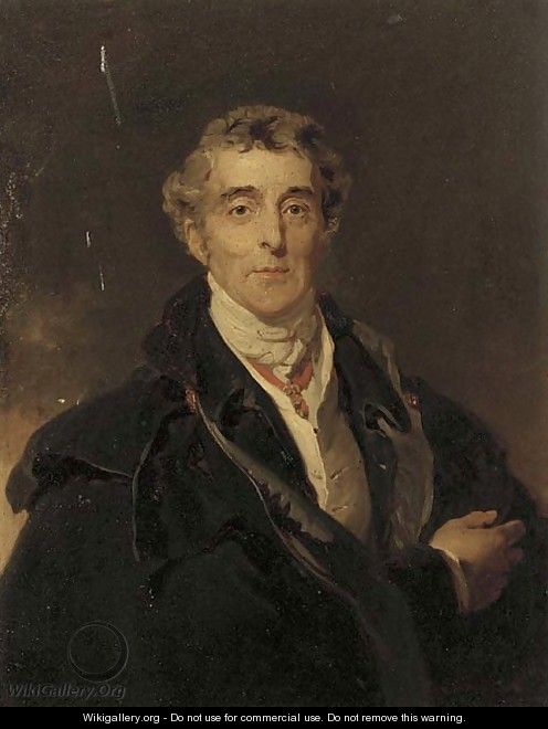 Portrait of Arthur Wellesley, 1st Duke of Wellington (1769-1852), small half-length, in a black cloak and white cravat - (after) Lawrence, Sir Thomas