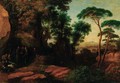 Travellers resting in an extensive wooded landscape - Agostino Aglio