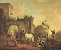 A village scene with a hay cart - (after) Philips Wouwerman