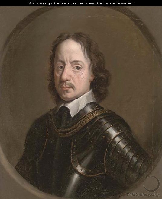 Portrait of Oliver Cromwell (1599-1658), bust-length, in armour, feigned oval - (after) Robert Walker